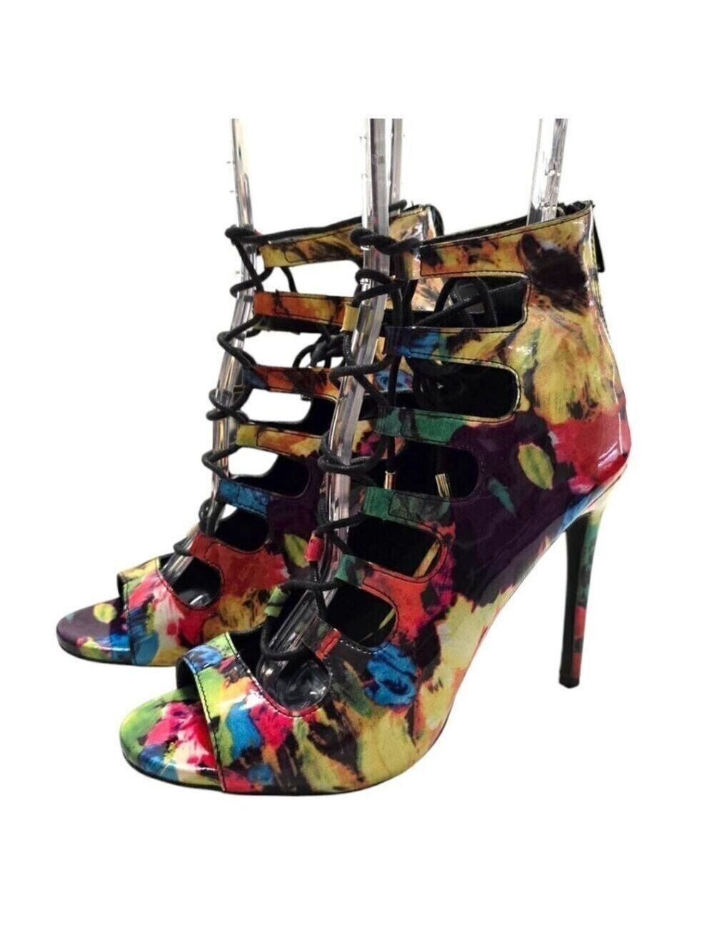 Candies Rainbow Lace Up Gladiator Heels Sz 8